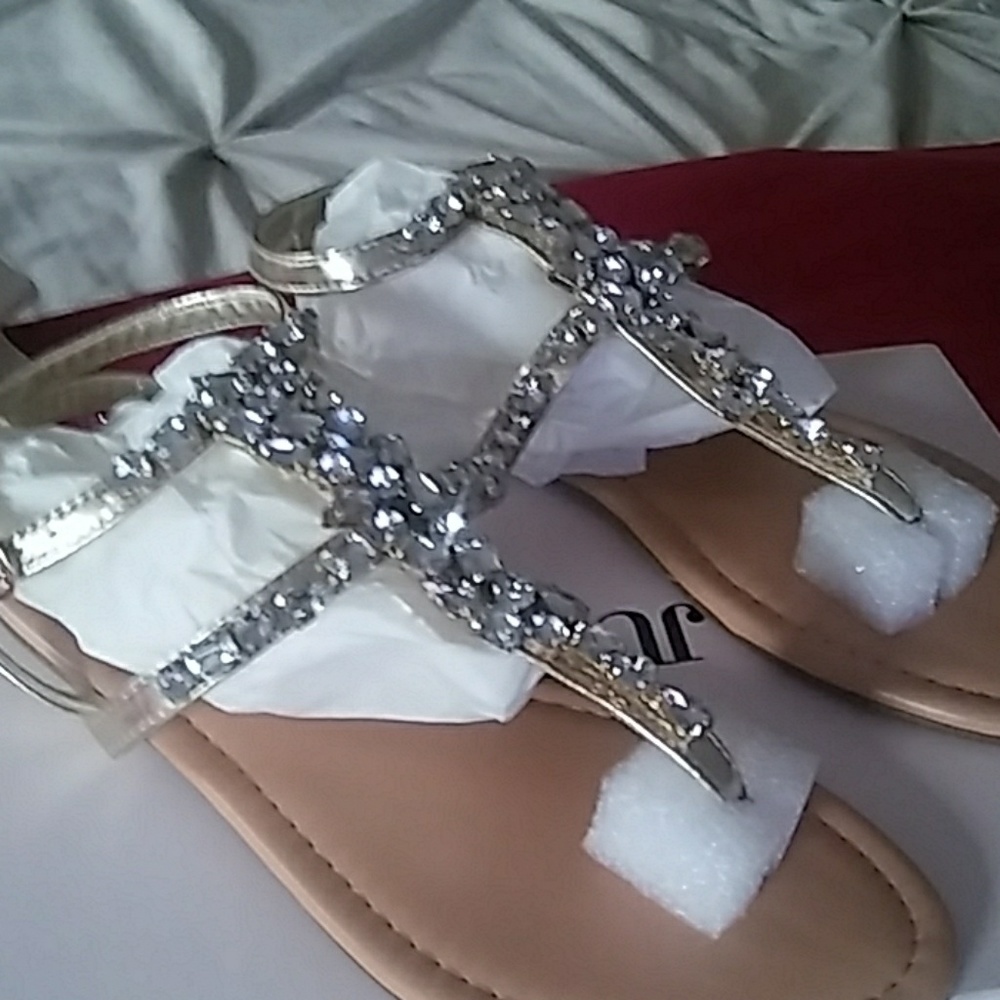 Rhinestone sandals champagne color